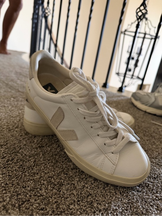 Veja Shoes - Veja Women's White and Beige Leather Sneakers